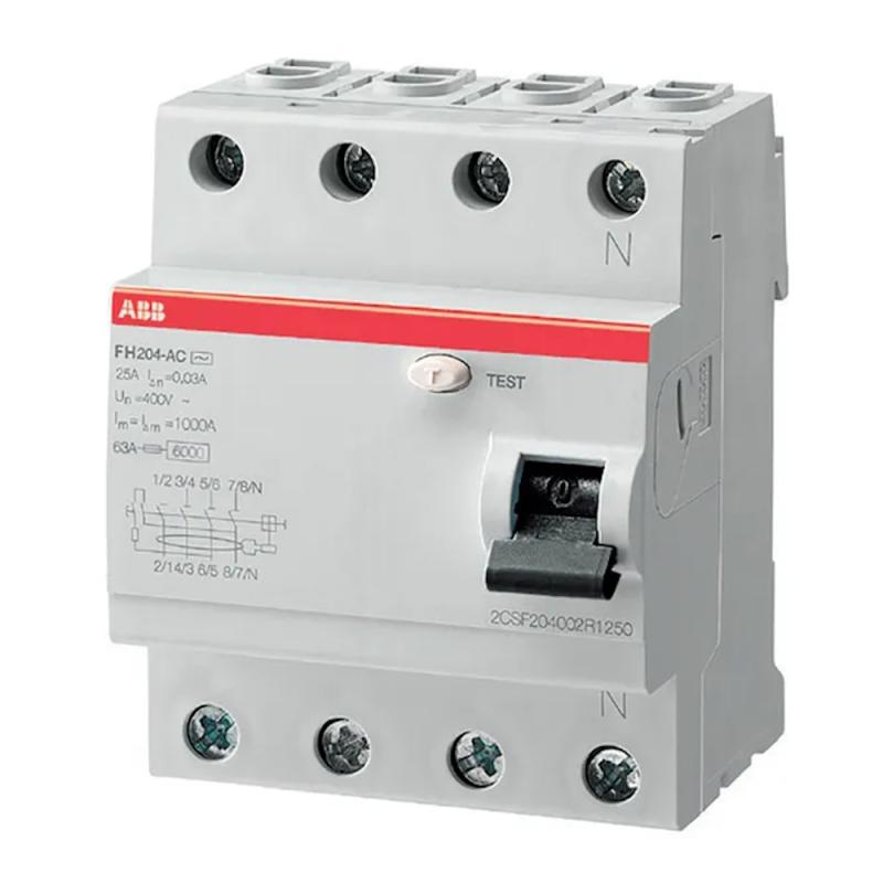 Restströmsbrytare 4Poler A-Typ 63A 30mA 400V IP20 ABB
