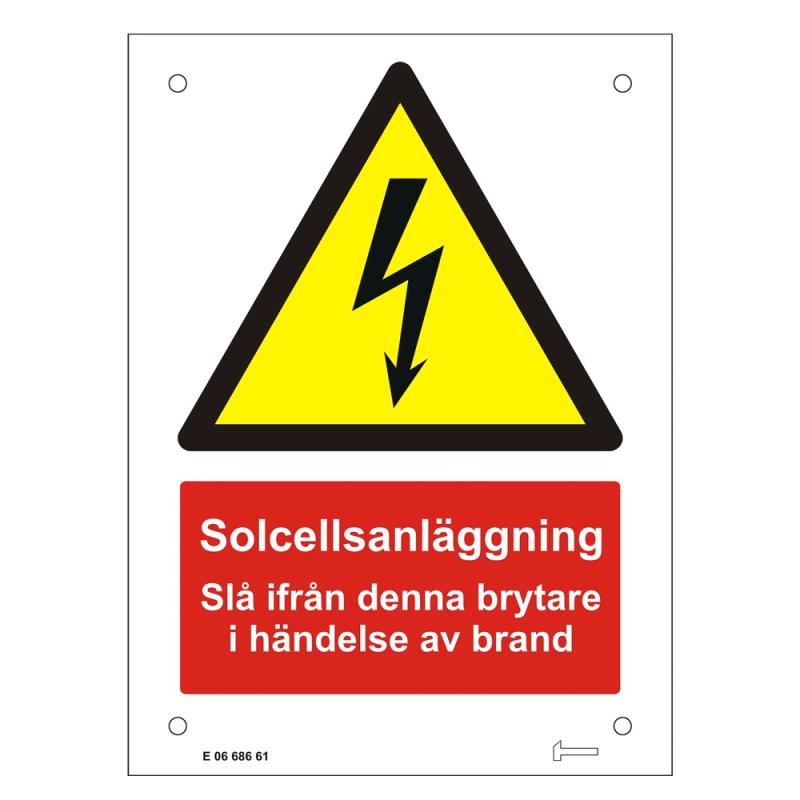 Aluminiumskylt Solcellsanläggning DC-Brytare, Malmbergs 0668661