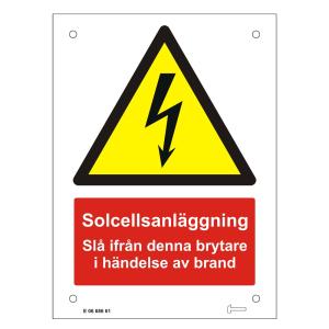 Aluminiumskylt Solcellsanläggning DC-Brytare, Malmbergs 0668661