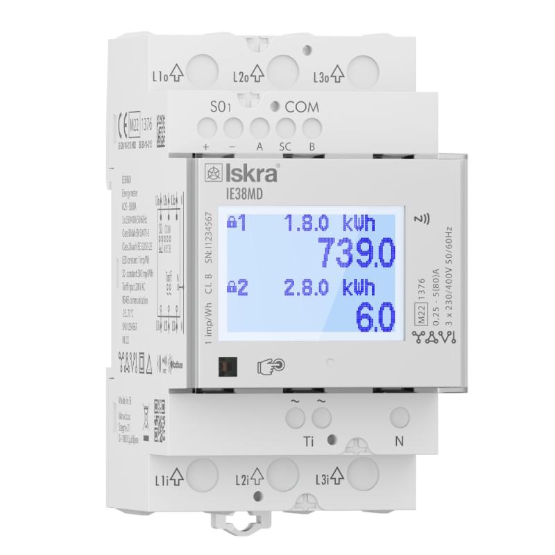 kWh-Mätare 3-Fas MID Modbus 80A 230V Iskra 0900512