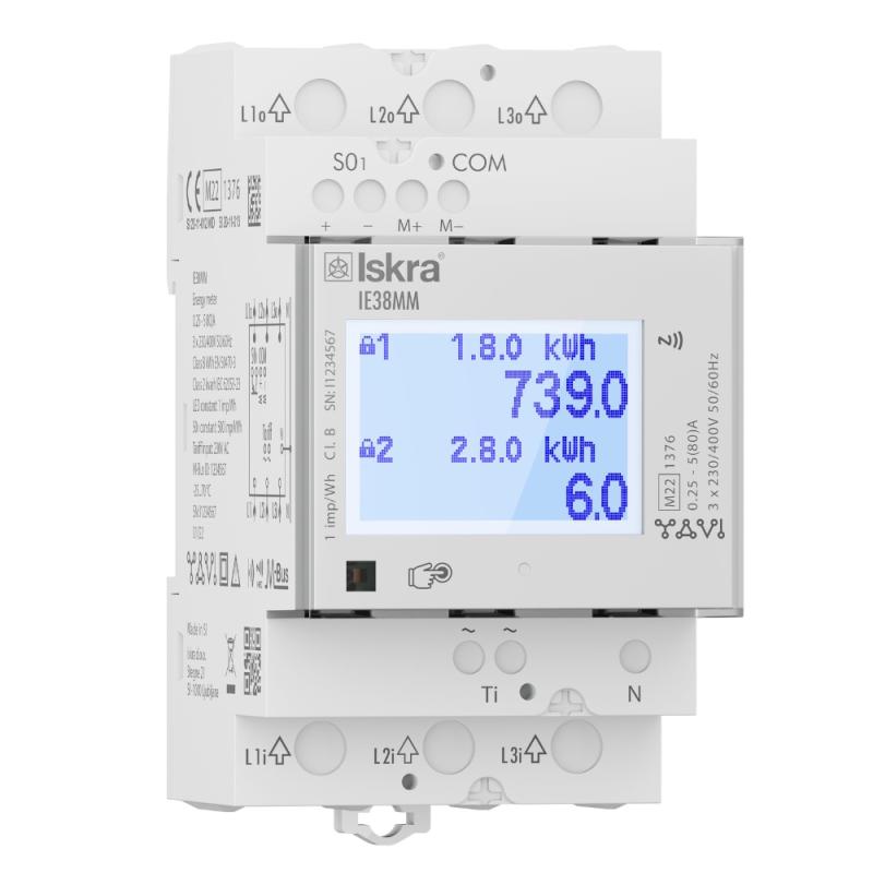 kWh-Mätare 3-Fas MID Mbus 80A 230V Iskra 0900513