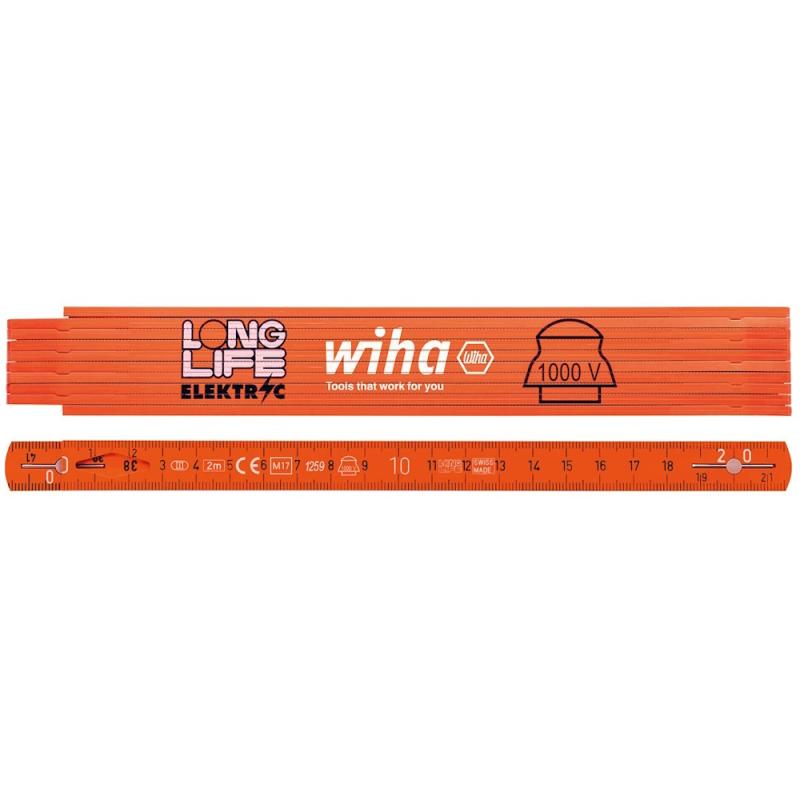 Elektrikertumstock, 2000x15mm, Orange, Wiha 1635657
