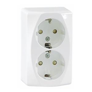 Wall Socket Vova, 2-Way, Grounded, 250V, White, Malmbergs 1890026