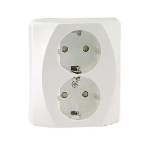 Wall Socket Nova White, 2 Way Earth, Malmbergs 1890027