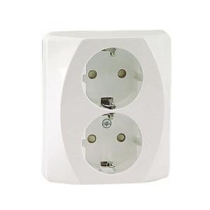 Wall Socket Nova White, 2 Way Earth Screwless, Malmbergs 1890432