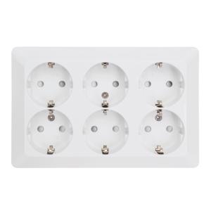 Delta Wall Socket 6-Way Surface Mounted Ral 9003, 250V, Malmbergs 1893413