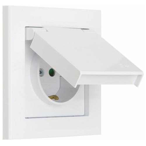 Vægstikkontakt, Optima, 1-Vejs Med Jord, IP44, Hvid, Malmbergs 1894423