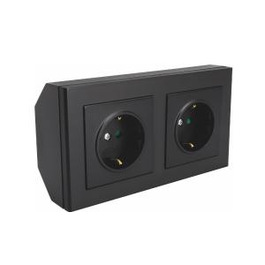 Corner Box Complete, 2 Socket, Black, Malmbergs 1894477