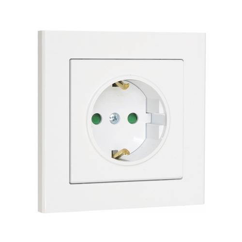 Vægstikkontakt Optima, 1-Vejs Med Jord, Indskruning, Hvid, Malmbergs 1894521