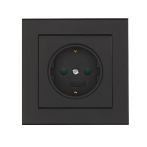 Wall Socket Optima 1 Way With Earth Black, Malmbergs 1894561