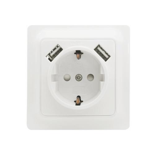 Wall Socket Gamma 1 Way With 2pcs USB, Malmbergs 18947388