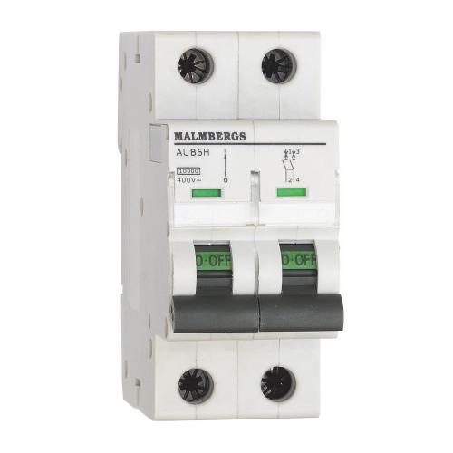 Dvärgbrytare 10A, 2P, B-Typ, Malmbergs 2149215