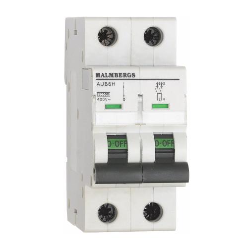 Dvärgbrytare 13A, 2P, B-Typ, Malmbergs 2149216