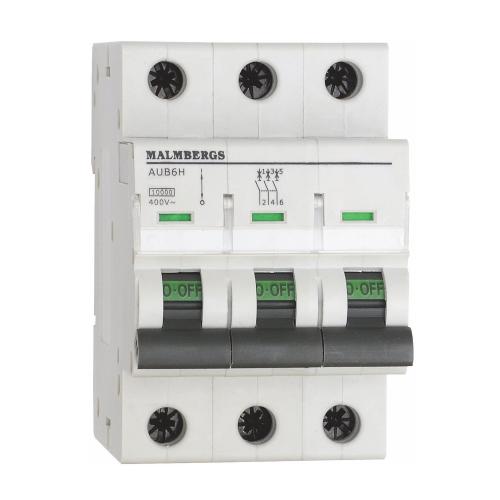 Dvärgbrytare 10A, 3P, B-Typ, Malmbergs 2149222