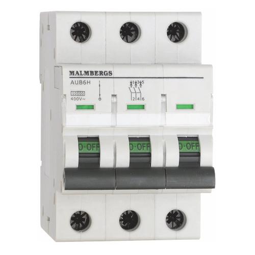 Dværgafbryder 6A, 3 Polet, D-Type, Malmbergs 2149274