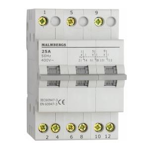 Växlingsomkopplare 3 Poler I-0-II 25A 2,7W 230V Malmbergs 2149316