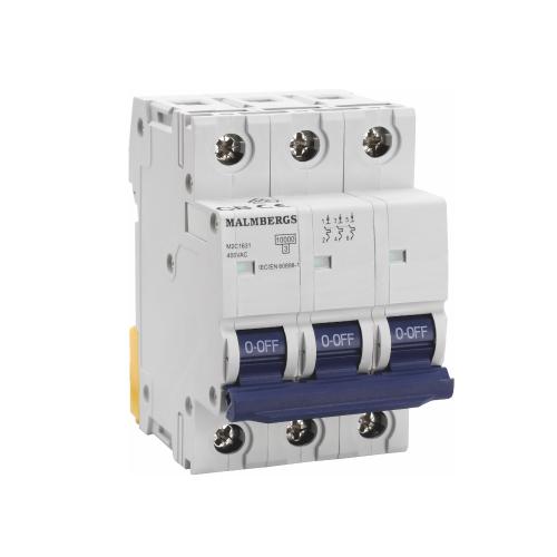 Dværgafbryder 10Ka, 10A, 3P, C-Type, Malmbergs 2149451