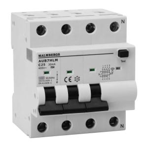 Personal Protection Switch, A-Type, 3P+N, 4 Modules, C25A, 30mA, Malmbergs 2160544