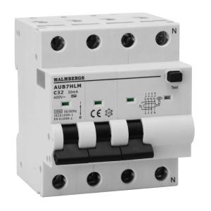 Personal Protection Switch, A-Type, 3P+N, 4 Modules, C32A, 30mA, Malmbergs 2160545