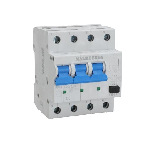Jordfejlafbryder A-Type, 3P+N, C20A, 30mA, Malmbergs 2160560