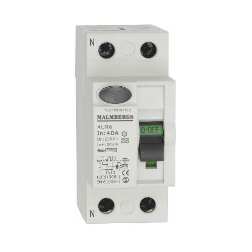 Jordfelsbrytare, A-Typ, 40A, 2-Polig, 30mA, Malmbergs 2169711