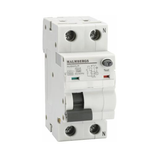 Jordfejlafbryder A-Type 1P+N/B10A 30mA, Malmbergs 2169863