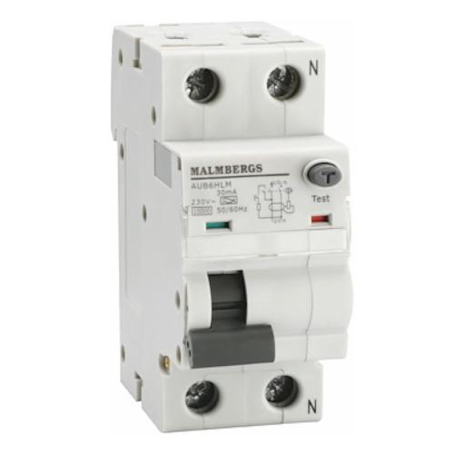 RCBO Kombirelæ A-Type,1P+N,C10A,30mA, Malmbergs 2169867