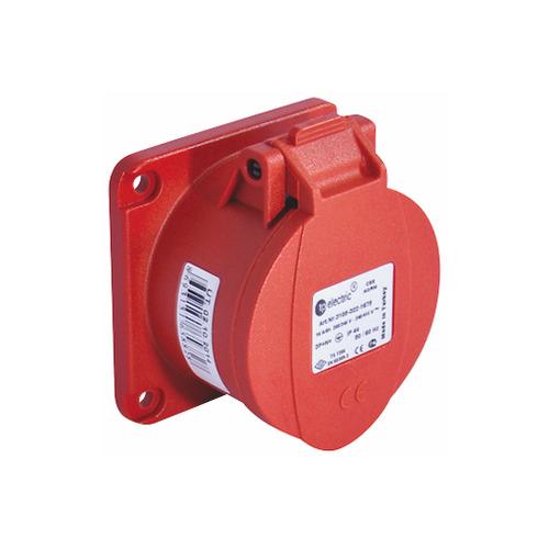 Panel Socket, Recessed, Straight, 400V, 16A, 3P+N+J, 6H, (75X75), tp electric 2426158