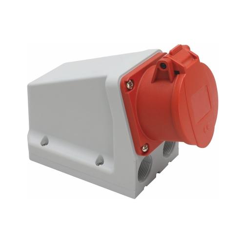 Vægstikkontakt Med Gennemføring 32A, 3P+N+Jord, 400V, 6H, IP44, Malmbergs 2426268