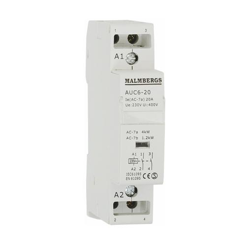 Installationskontaktor, 1 Modul, 2-Pol, 50Hz,230V, 20A, Malmbergs 3279272