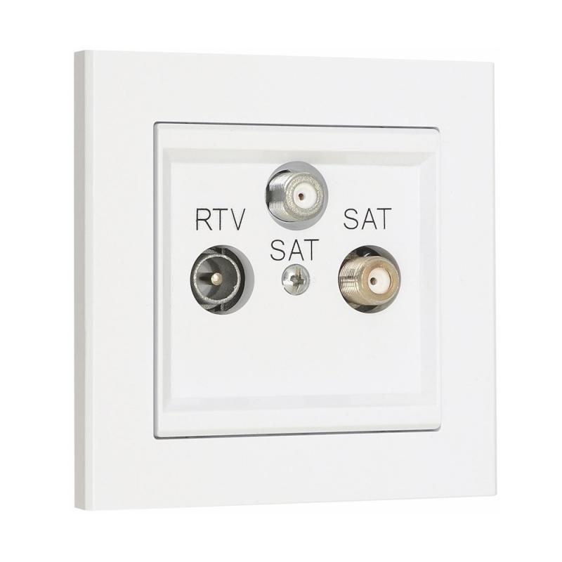 Antennuttag För TV,2xSat. Optima, 75 OHM, Signalvit, Malmbergs 6070059
