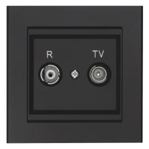 Antenna Socket for TV/Radio, 75 Ohm, Black, Malmbergs 6080057