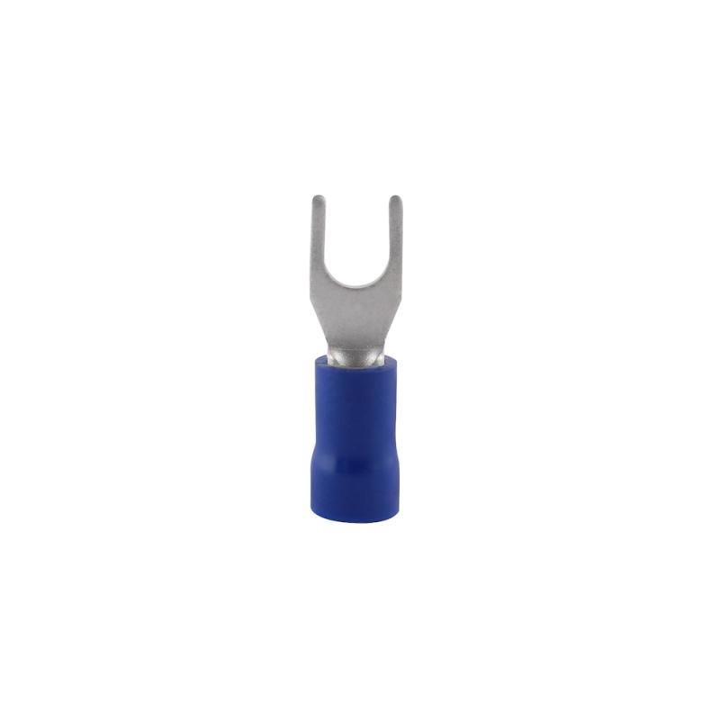 Gaffelkabelsko Mässing Isolerad 1,0-2,5mm², M5, Blå, 100st, nELCO 9908019