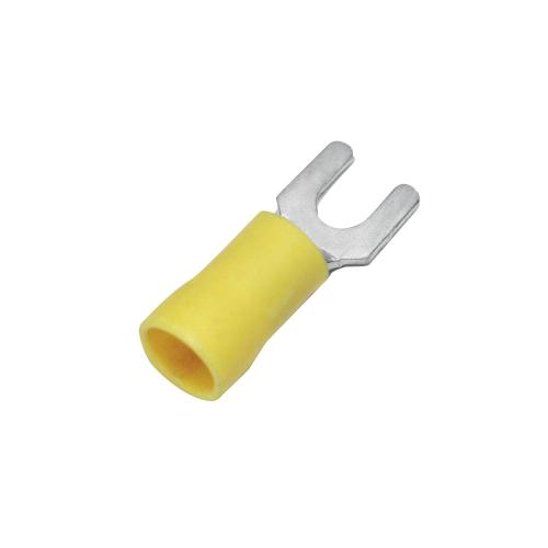 Gaffelkabelsko Messingisoleret 4,0-6,0mm², M6, Gul,100stk, nELCO 9908022