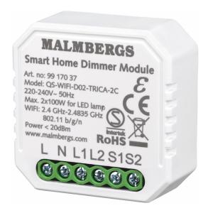 Wifi Smart Dose Dimmer 2-Channel / Crown, 230V, LED, Malmbergs 9917037