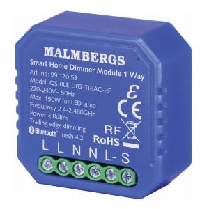 Bluetooth Smart Dosdimmer, Inklusive RF-Stöd,150W LED, Malmbergs 9917053