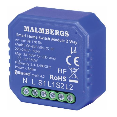 Bluetooth Smart Modul På/Av, 2-Kanal, Inklusive RF-Stöd, 230V, Malmbergs 9917054