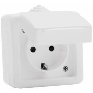 Wall Socket, Encased, 1-Way, IP54, White, Malmbergs 9918030