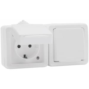 Wall Socket, Encased, 2-Way, IP54, White, Malmbergs 9918031