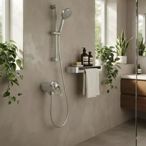 Shower Mixer 9000E c/c 40mm Chrome Connection/Outlet Down FM Mattsson 81830000