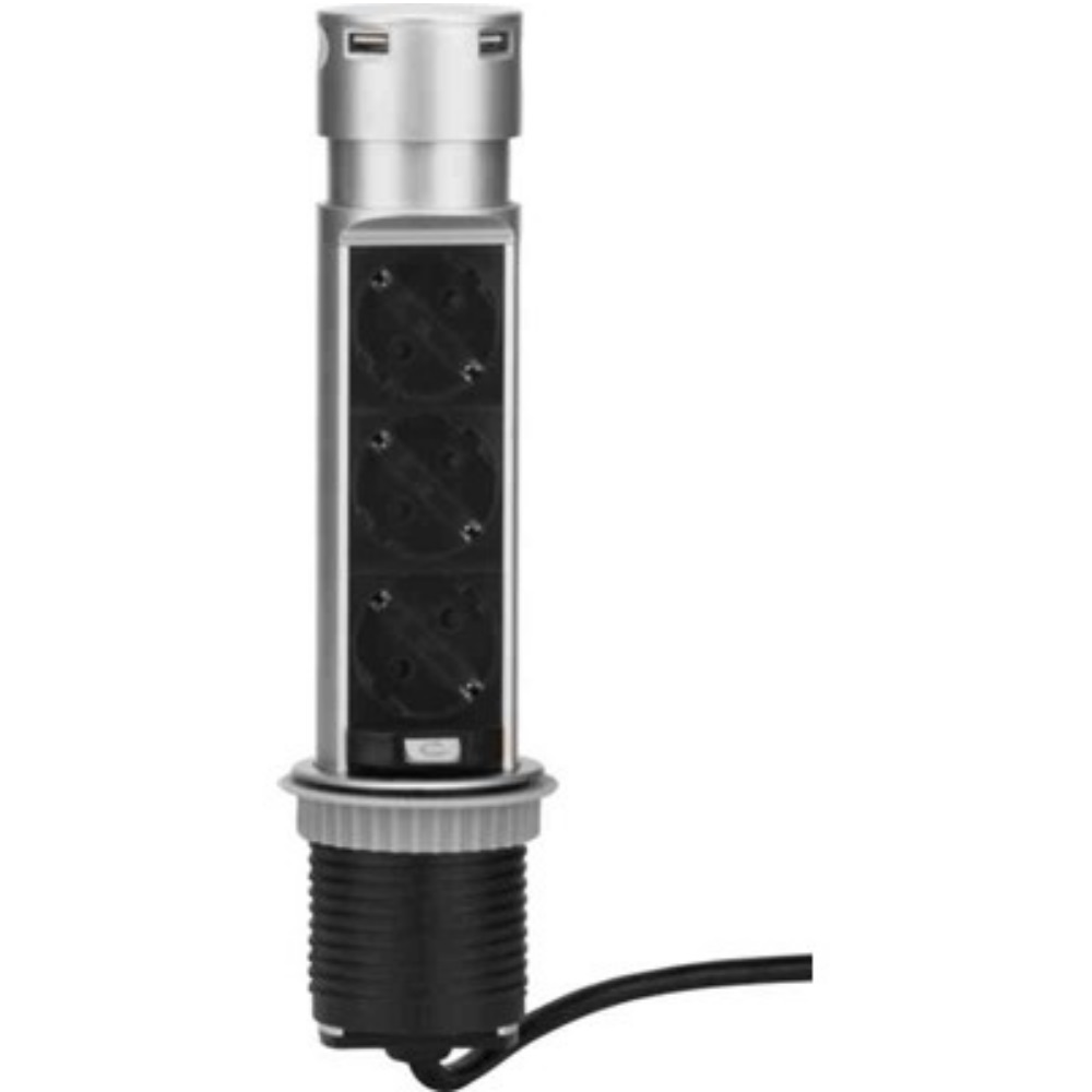 Grenuttag, pop-up bordsmodul, kombi, jordat + USB