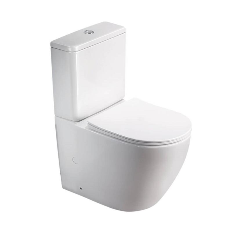OCEANA Golvstående WC Blank Vit Rimfree P-lås, NOURK
