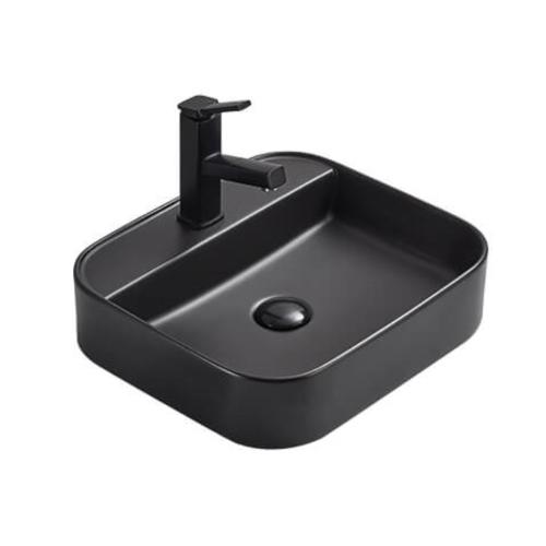 Rektangulärt Ovanpåliggande/Vägghängt Tvättställ Matt Svart, NOURK