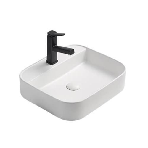 Rektangulärt Ovanpåliggande/Vägghängt Tvättställ Blankt Vit, NOURK