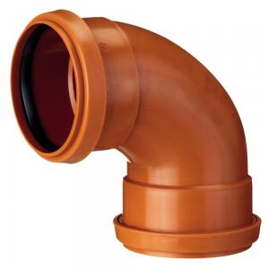 Pipe Bend PP With 2 Sleeves 110mm Curved 90 Degrees Terana