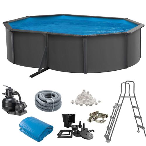 Pool Basic Oval 120, 490x360cm - antracitgrå