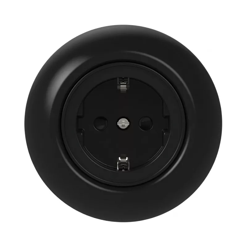 Renova Vägguttag 2Poler+Jord 1-Vägs 16A 250V IP20 Svart Schneider Electric