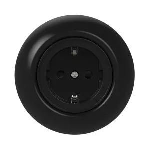 Renova Vægstikkontakt 2Polet+Jord 1-Vejs 16A 250V IP20 Sort Schneider Electric