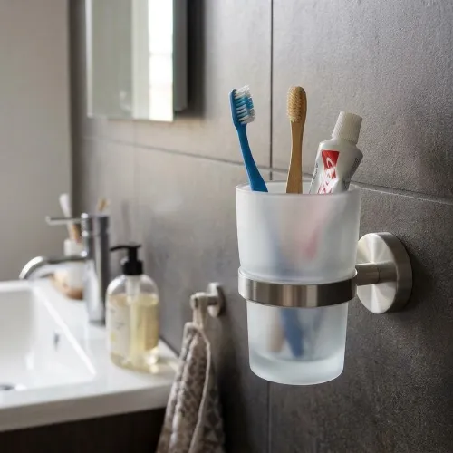 Home Hållare Med Tandborstglas Borstad Krom Smedbo HS343