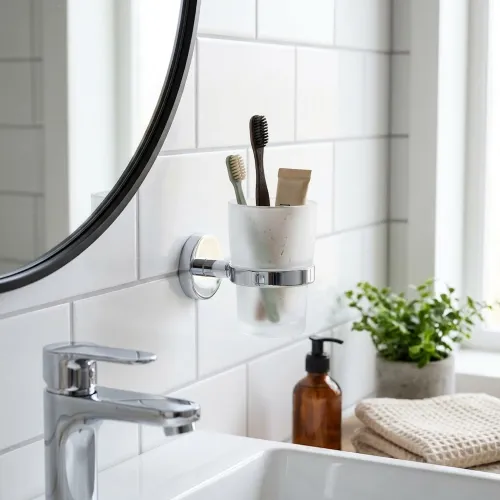 Home Hållare Med Tandborstglas Polerad Krom Smedbo HK343